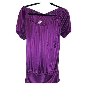 Purple Silk, short sleeved blouse